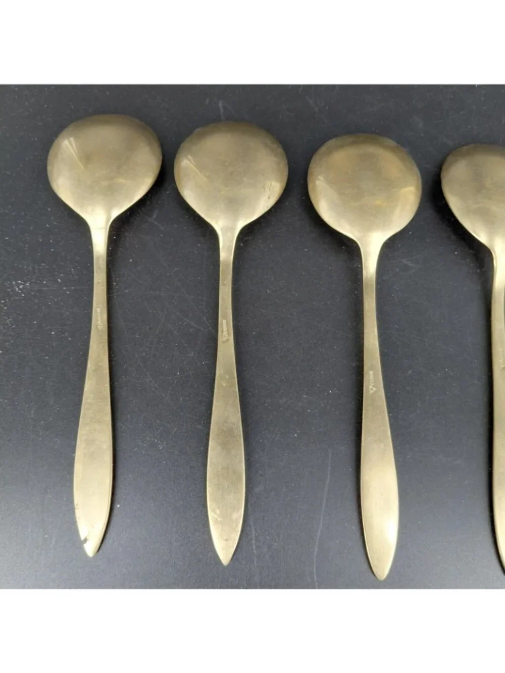 Dirigold Regal Spoon Set 5 Dirilyte Alloy Gold Table Flatware Satin MCM Sweden